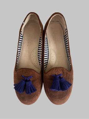 Charles Phillip Shanghai Brown Suede Tassel Loafers Women’s size 10